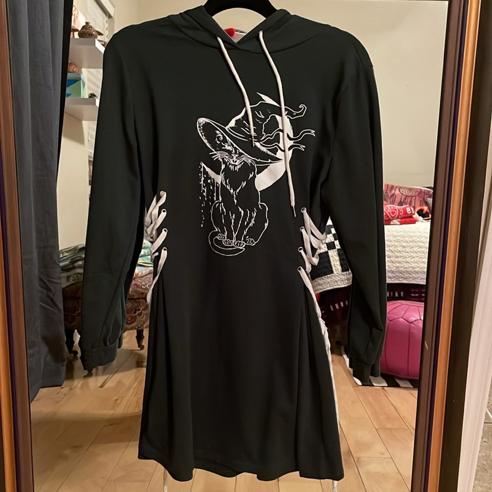 Dresslily Green Halloween Cat Hoodie - Picture 7 of 7